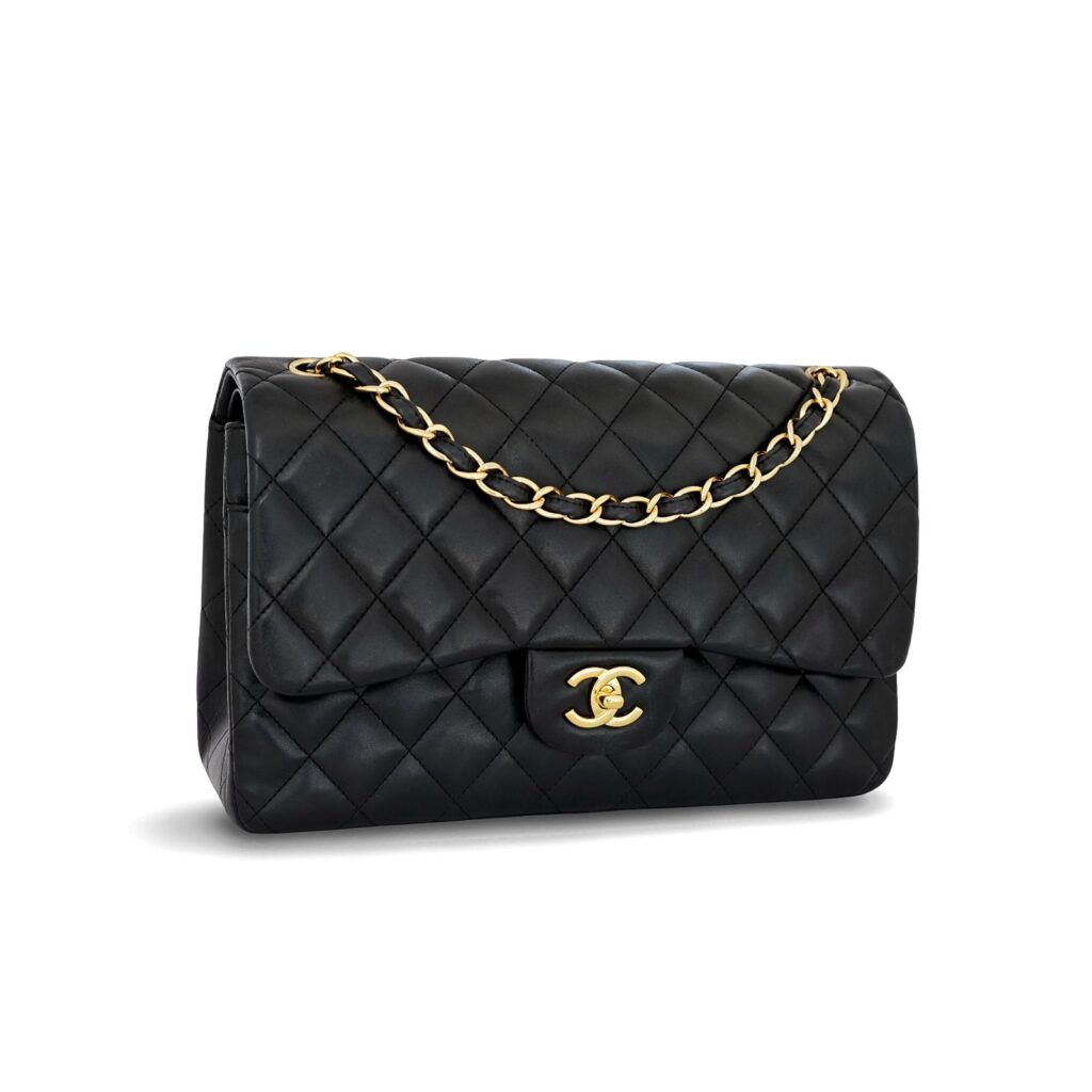 Classic Jumbo D-Flap Lambskin Black