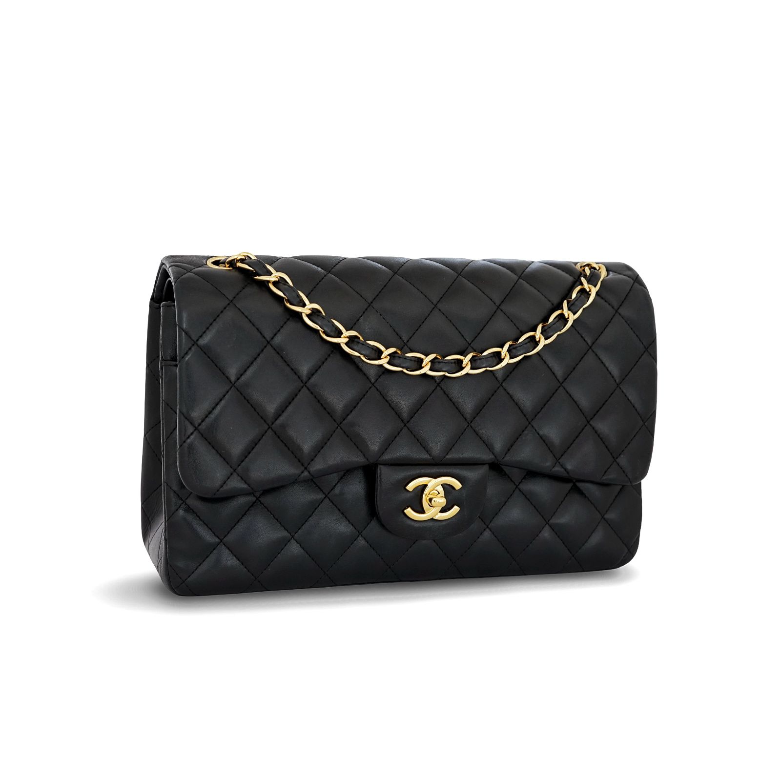 Classic Jumbo D-Flap Lambskin Black