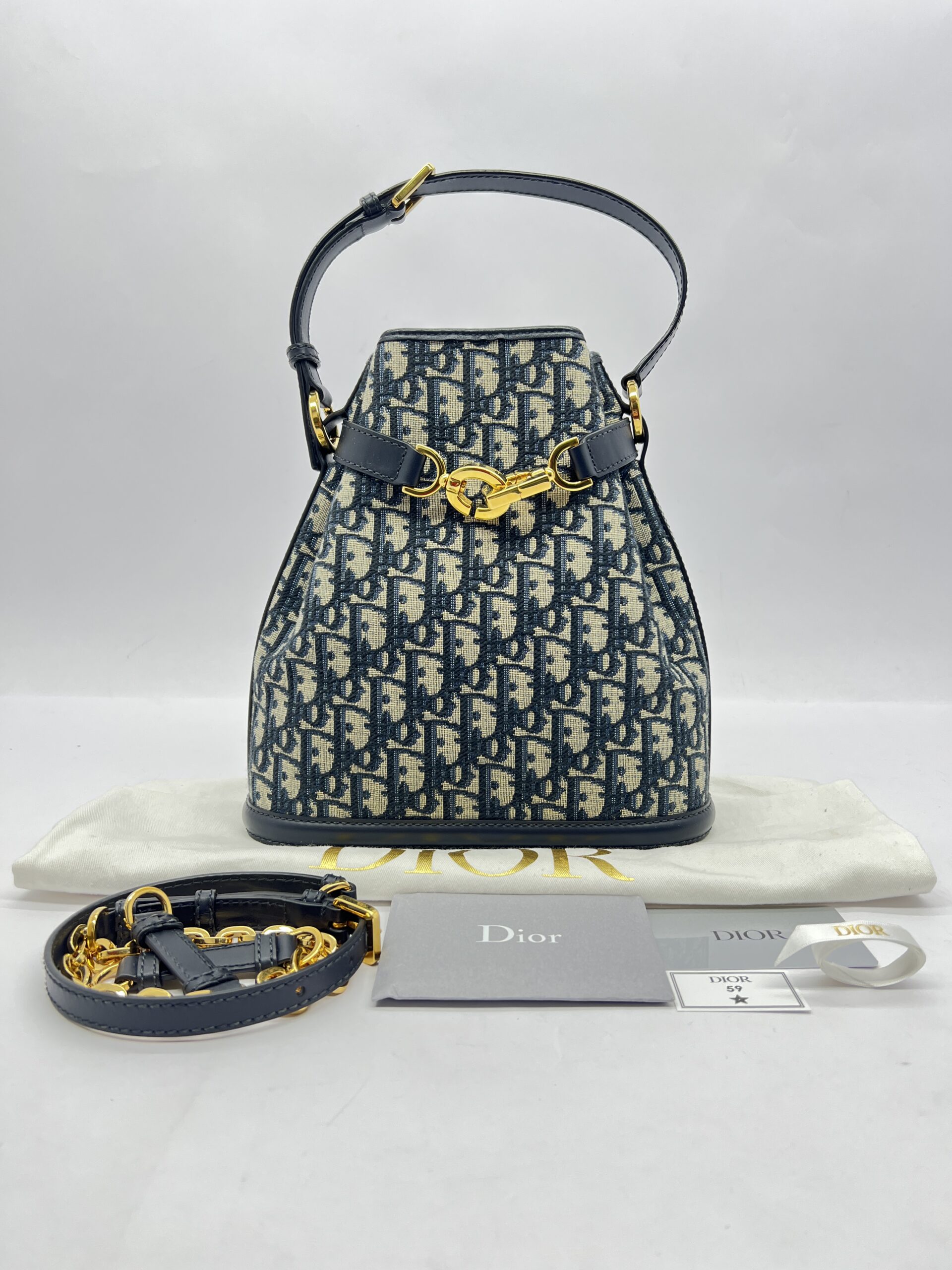 C'est Bag Canvas Blue Oblique GHW