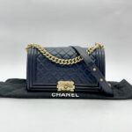 Boy 25 Lambskin Navy GHW