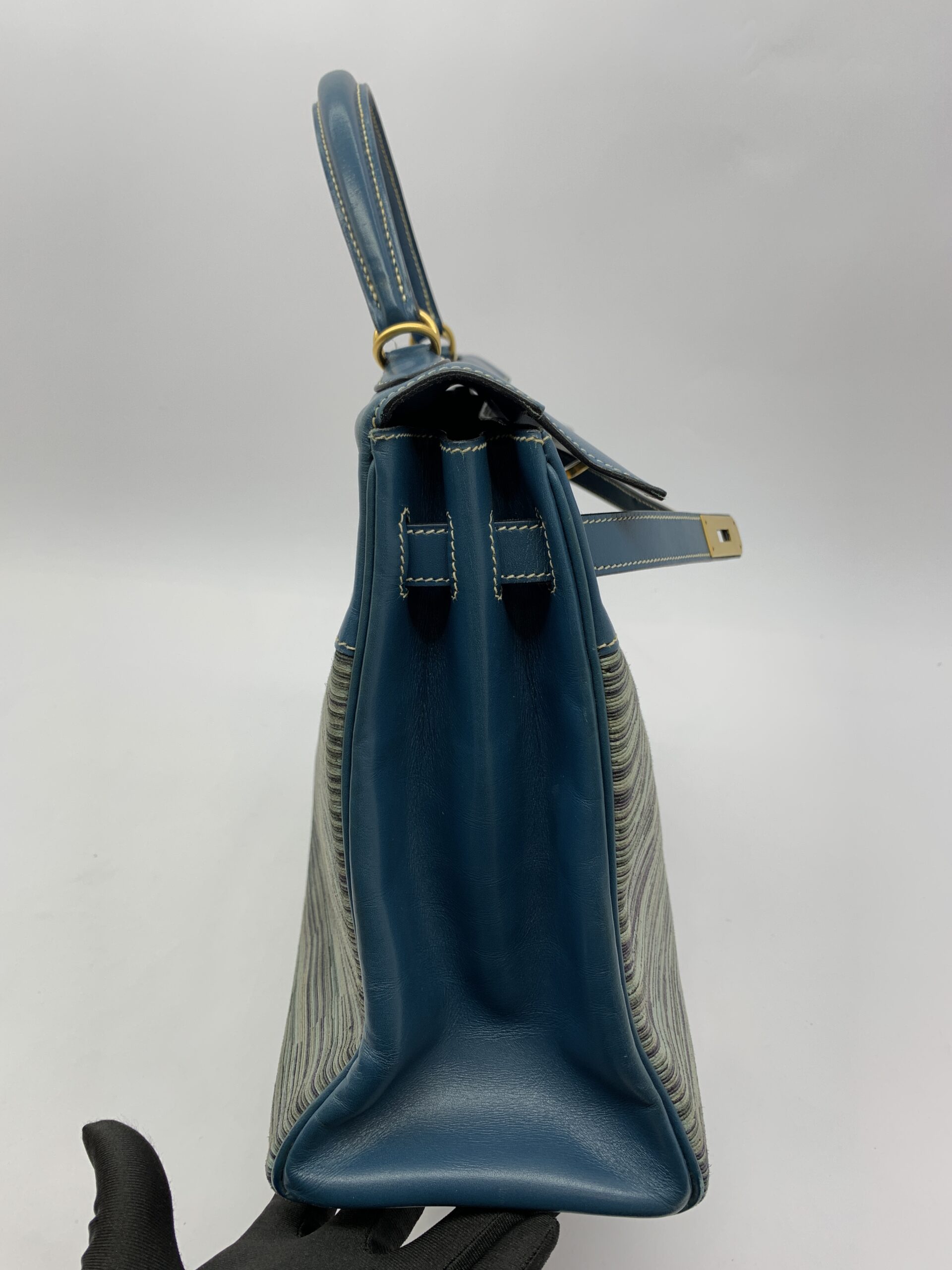 Kelly 35 Box Vibrato Bleu Thalassa GHW