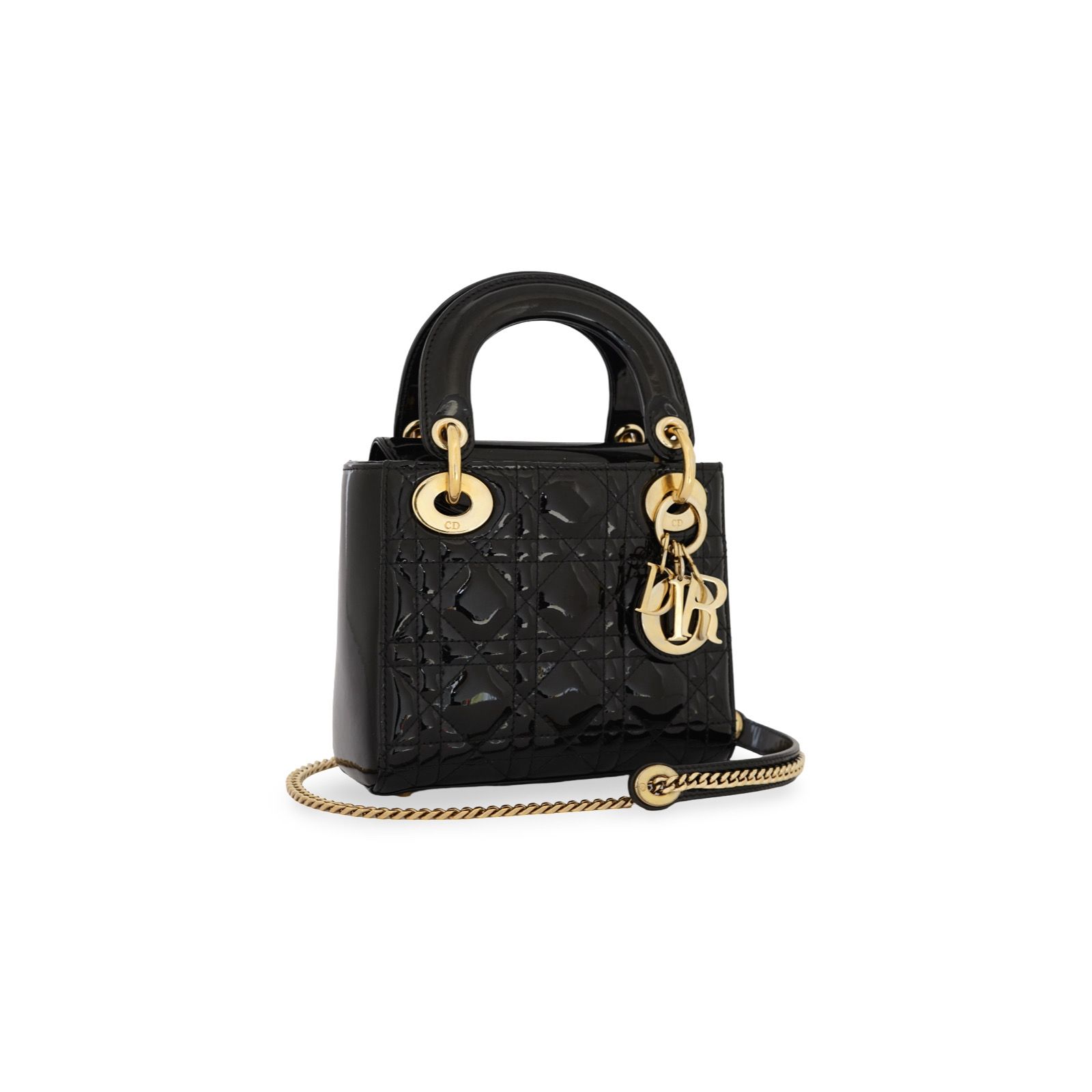 Lady Dior Mini Vernis Black GHW